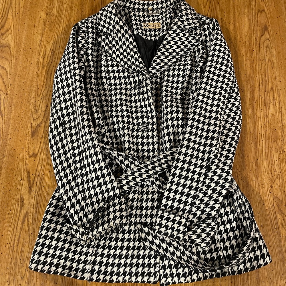 Odyn Houndstooth Pea Coat Sz M